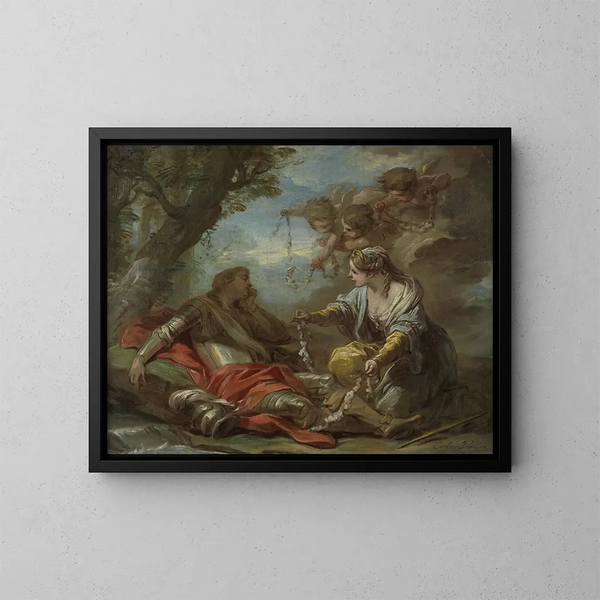Rinaldo og Armide - Charles André van Loo — indrammet kunstværk på væggen