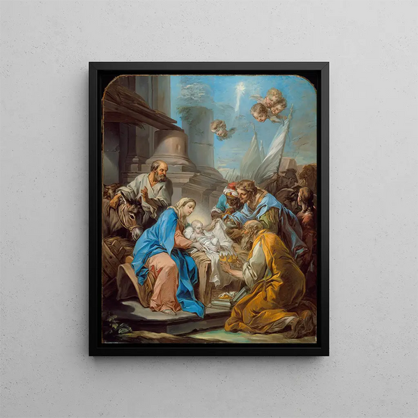 L'Adoration des Mages - Charles André van Loo — indrammet kunstværk på væggen