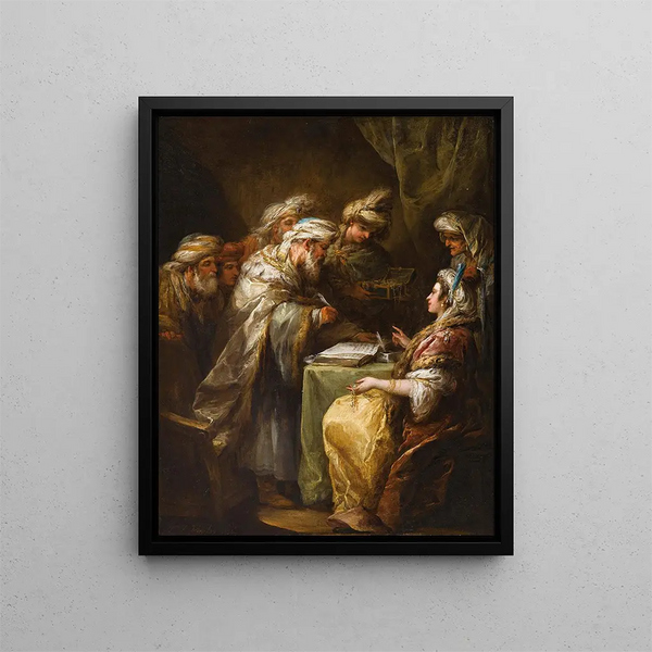 Le contrat de mariage - Charles André van Loo — indrammet kunstværk på væggen