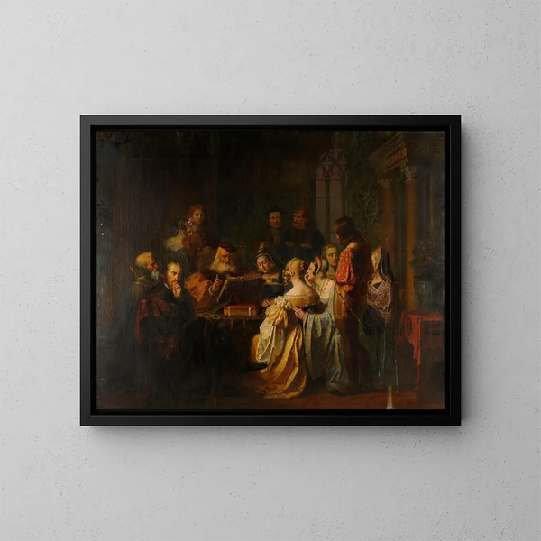La lecture de la Bible - Charles-Auguste Herb — indrammet kunstværk på væggen