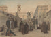 Le Capitole set fra kirkens trappe i Aracoeli i Rom ved solnedgang - Charles-François Houel — visning af kunstværket