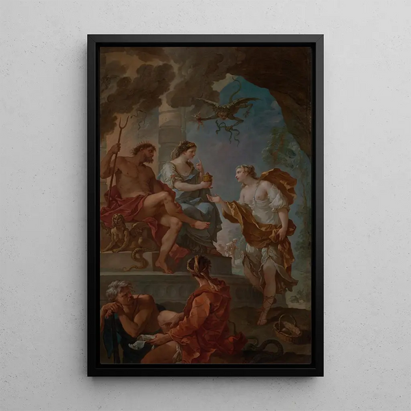 Reproduktion af maleriet Psyché i Helvede Psyché, der får skønhedseliksiren fra Persephone - Charles-Joseph Natoire