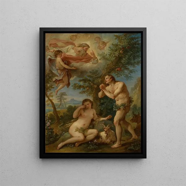 La réprimande d'Adam et Ève - Charles-Joseph Natoire — indrammet kunstværk på væggen
