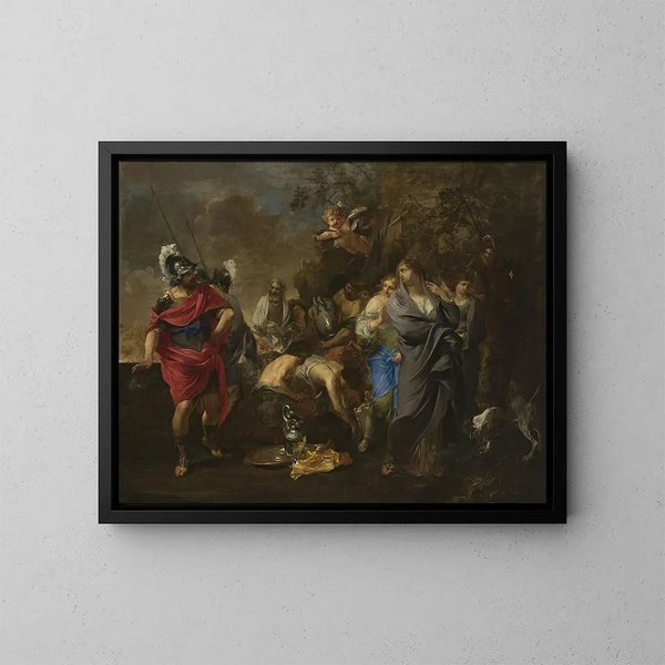 Énée og Dido - Charles Alphonse Du Fresnoy — indrammet kunstværk på væggen