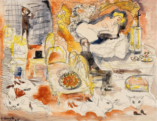 Le comte Muffat opdager Nana med markisen de Chouard - Charles Demuth — visning af kunstværket