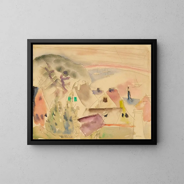 husenes tage ved havet - Charles Demuth — indrammet kunstværk på væggen