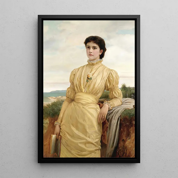 La dame en robe jaune - Charles Edward Perugini — indrammet kunstværk på væggen