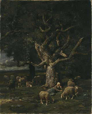 Charles Emile Jacque - A Shepherdess and her Sheep.webp
