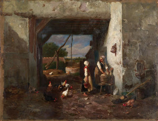Cour de poules - Charles Émile Jacque — visning af kunstværket