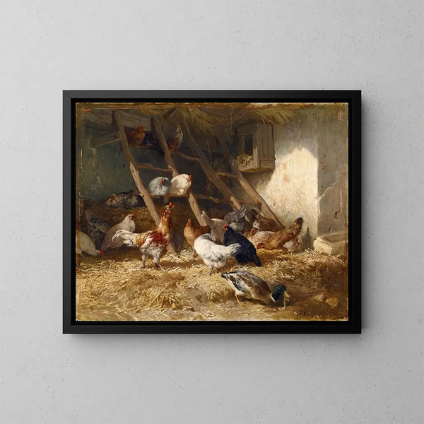 Poulettes - Charles Émile Jacque — indrammet kunstværk på væggen
