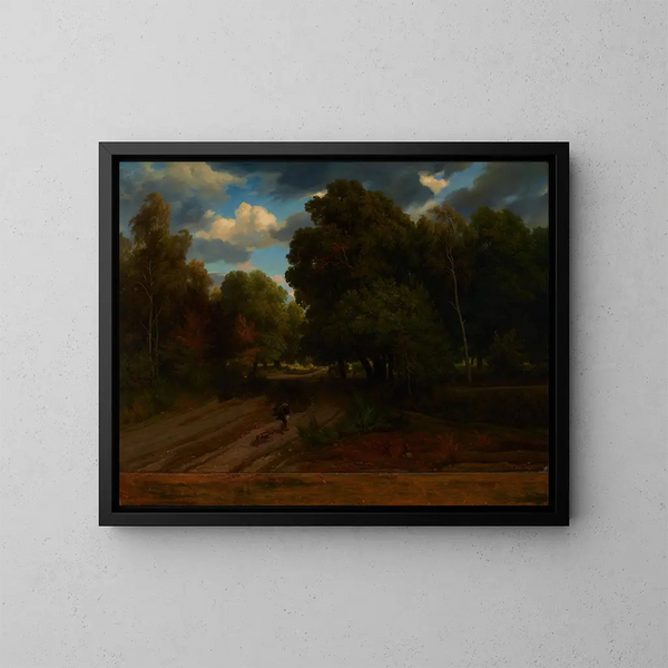 Le carrefour du nid d'aigles, forêt de Fontainebleau - Charles François Daubigny — indrammet kunstværk på væggen