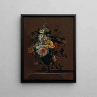 Charles Gilles Dutillieu - Flowers in a glass vase on a pedestal.webp