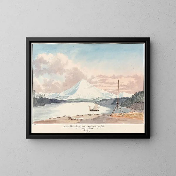 Mont Rainier set fra den sydlige del af Admiralty-inlet - Charles Hamilton Smith — indrammet kunstværk på væggen