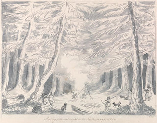 Lieu de repos nocturne lors de l'expédition du Nord - Charles Hamilton Smith — visning af kunstværket