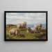 Moutons sur la colline - Charles Jones — indrammet kunstværk på væggen