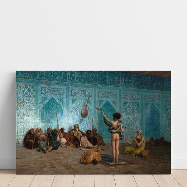 Reproduktion af maleriet Charmerende slangekunstner - Jean-Léon Gérôme
