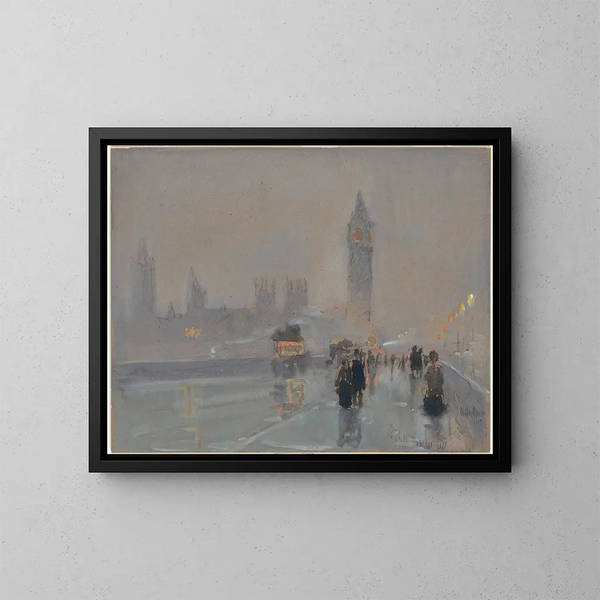 maleriet Le Palais de Westminster et Big Ben - Childe Hassam — indrammet kunstværk på væggen