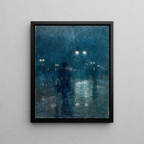 Nocturne af Fifth Avenue - Childe Hassam — indrammet kunstværk på væggen