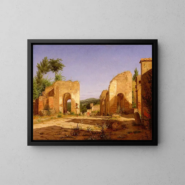 Porte i Via Sepulcralis i Pompeji - Christen Købke — indrammet kunstværk på væggen
