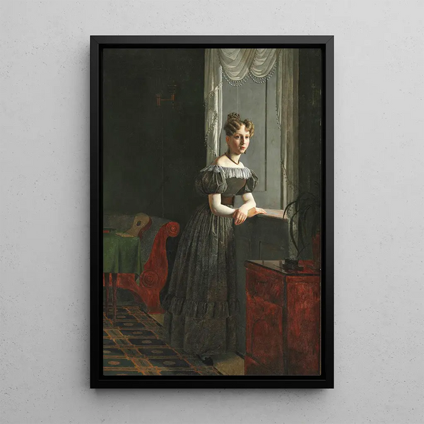 Portrait af kunstnerens søster Conradine Købke - Christen Købke — indrammet kunstværk på væggen