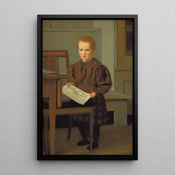 Reproduktion af maleriet af maleriet Sønnen af maleren CW Eckersberg, Julius, i sin fars atelier - Christen Købke