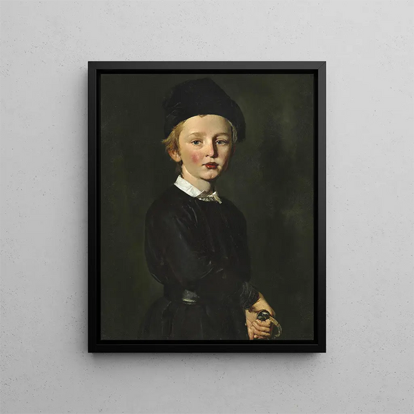 Portrait af kunstnerens søn, Peter - Christian Albrecht Jensen — indrammet kunstværk på væggen