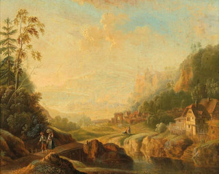 Christian Georg Schtz the Younger - An extensive river landscape with wanderers.webp