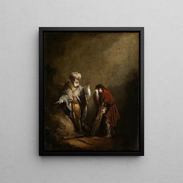 Ofre for Abraham - Christian Wilhelm Ernst Dietrich — indrammet kunstværk på væggen