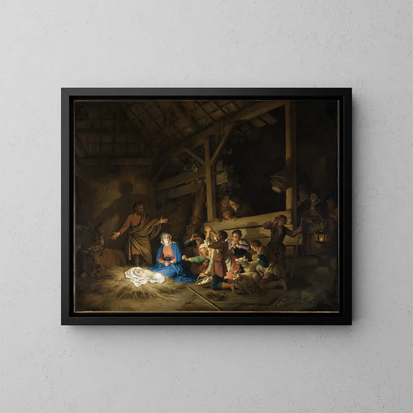 L'Adoration des bergers - Christian Wilhelm Ernst Dietrich — indrammet kunstværk på væggen