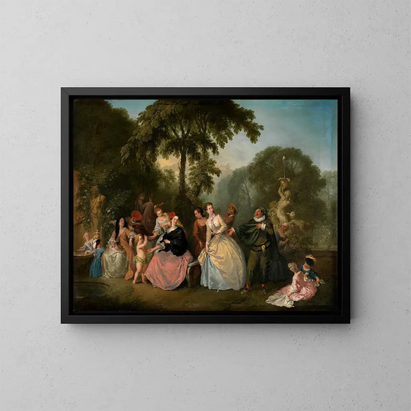 Société dans le park - Christian Wilhelm Ernst Dietrich — indrammet kunstværk på væggen