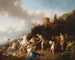 Landskabsmaleri med pastoralmotiv med Diane og hendes nymfer - Christian Wilhelm Ernst Dietrich — visning af kunstværket