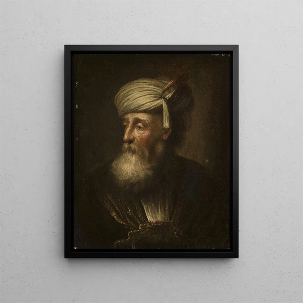 Portrait af en gammel mand (Kasuskonflikt) - Christian Wilhelm Ernst Dietrich — indrammet kunstværk på væggen