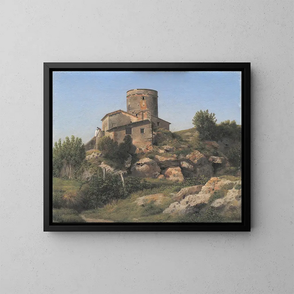 en bygning nær Tor di Quinto, i nærheden af Rom - Christoffer Wilhelm Eckersberg — indrammet kunstværk på væggen