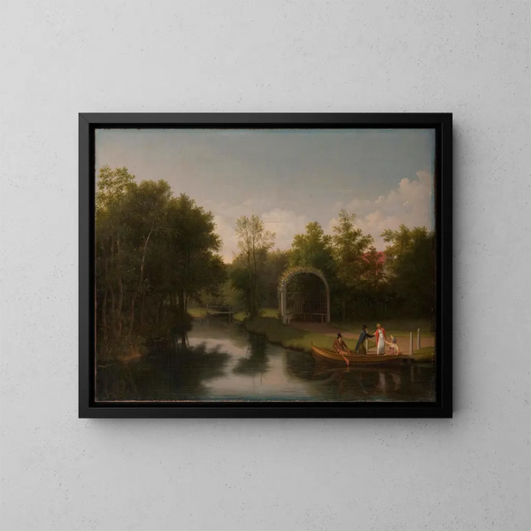 Aire de repos dans le parc du manoir de Sanderumgrd - Christoffer Wilhelm Eckersberg — indrammet kunstværk på væggen
