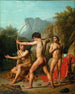 Tre spartanske drenge, der træner bueskydning - Christoffer Wilhelm Eckersberg — visning af kunstværket