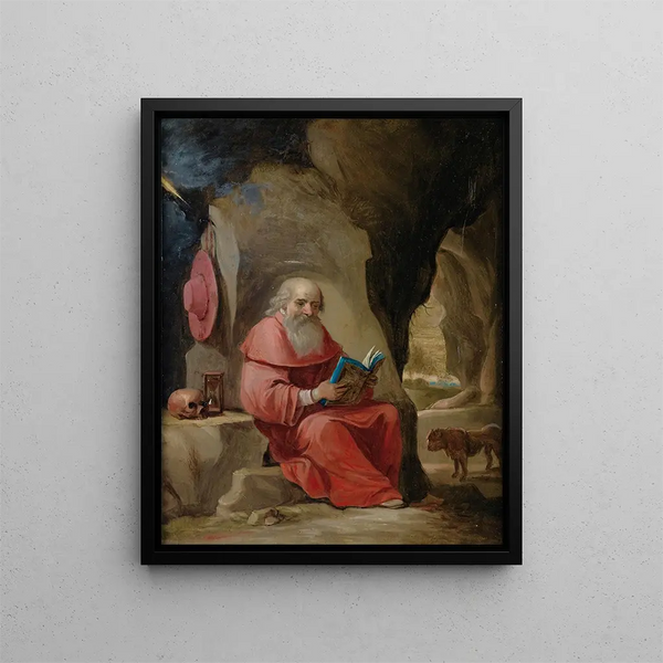 Saint Jérôme - Cercle de David Teniers — indrammet kunstværk på væggen