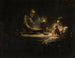 En indendørs scene med Den Hellige Familie ved bordet - Cirkel af Jean-Honoré Fragonard — visning af kunstværket