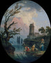 Landskabsmaleri med vaskere - Claude-Joseph Vernet — visning af kunstværket