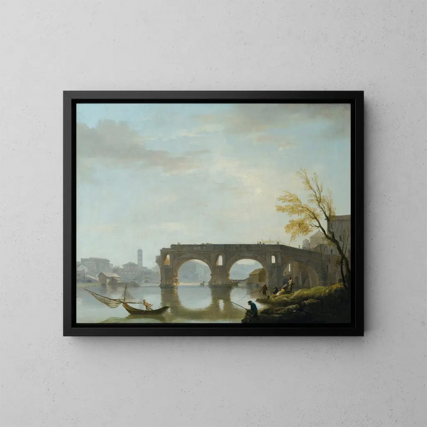 Vue du Ponte Rotto à Rome - Claude-Joseph Vernet — indrammet kunstværk på væggen