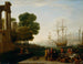 En havn ved solnedgang - Claude Lorrain — visning af kunstværket