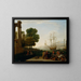 En havn ved solnedgang - Claude Lorrain — indrammet kunstværk på væggen
