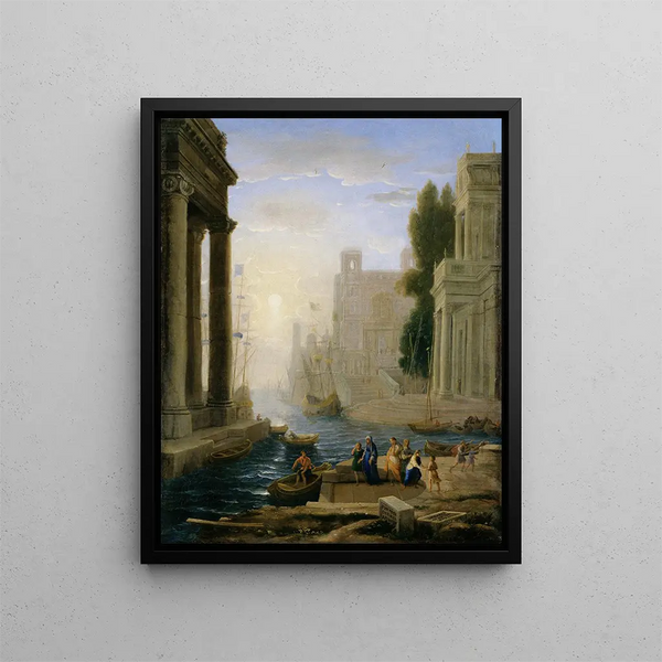 Embarquement de Sainte Paule - Claude Lorrain — indrammet kunstværk på væggen