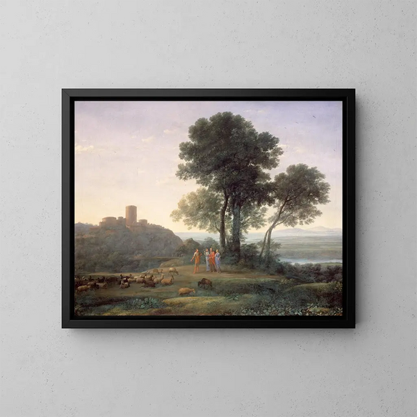 Jacob med Laban og hans døtre - Claude Lorrain — indrammet kunstværk på væggen