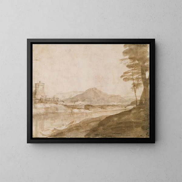Landskabsmaleri - Claude Lorrain — indrammet kunstværk på væggen
