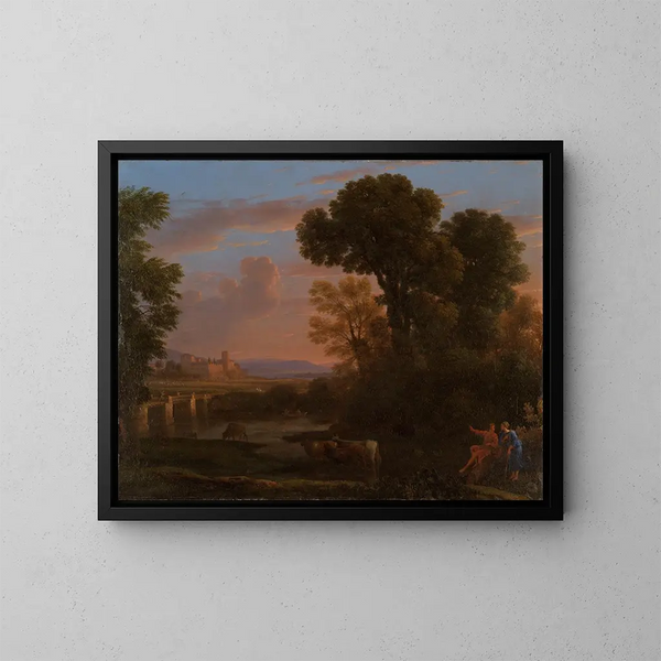 Landskab med hyrder - Claude Lorrain — indrammet kunstværk på væggen