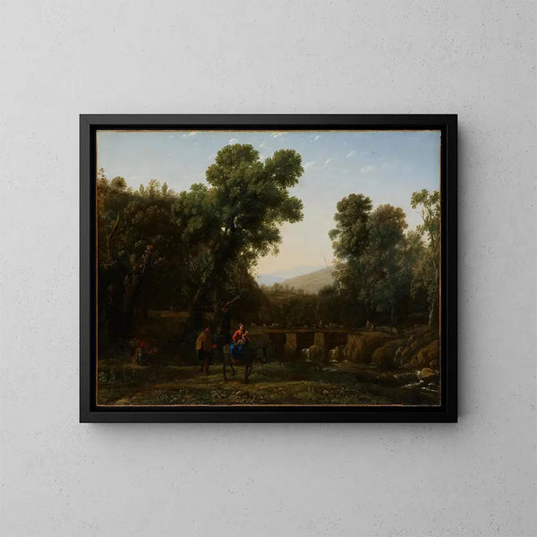 La Fuite en Égypte - Claude Lorrain — indrammet kunstværk på væggen