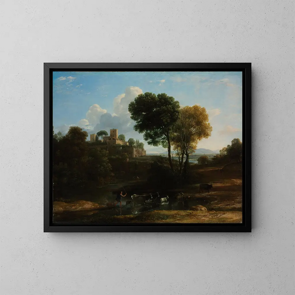 Villa i den romerske landsby - Claude Lorrain — indrammet kunstværk på væggen