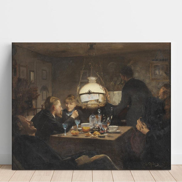 Reproduktion af maleriet af selskab ved aftenlyset - Laurits Andersen Ring