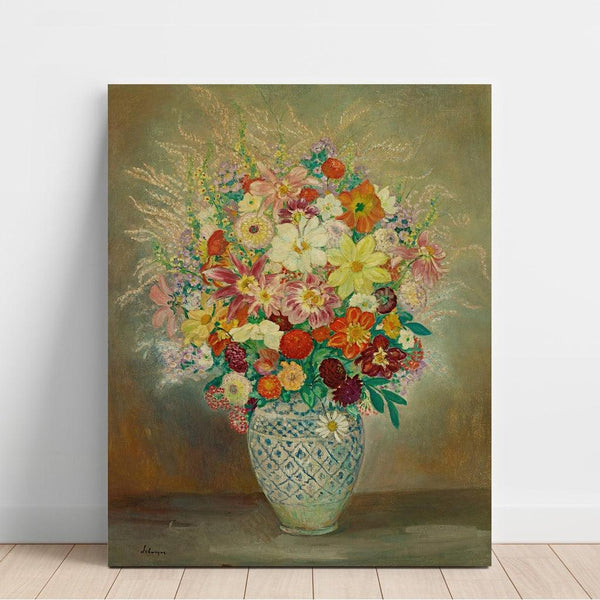Reproduktion af maleriet Komposition Blomstermaleri med Dahlier - Henri Lebasque