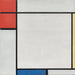 Reproduktion af maleriet Komposition med rød, gul og blå - Piet Mondrian